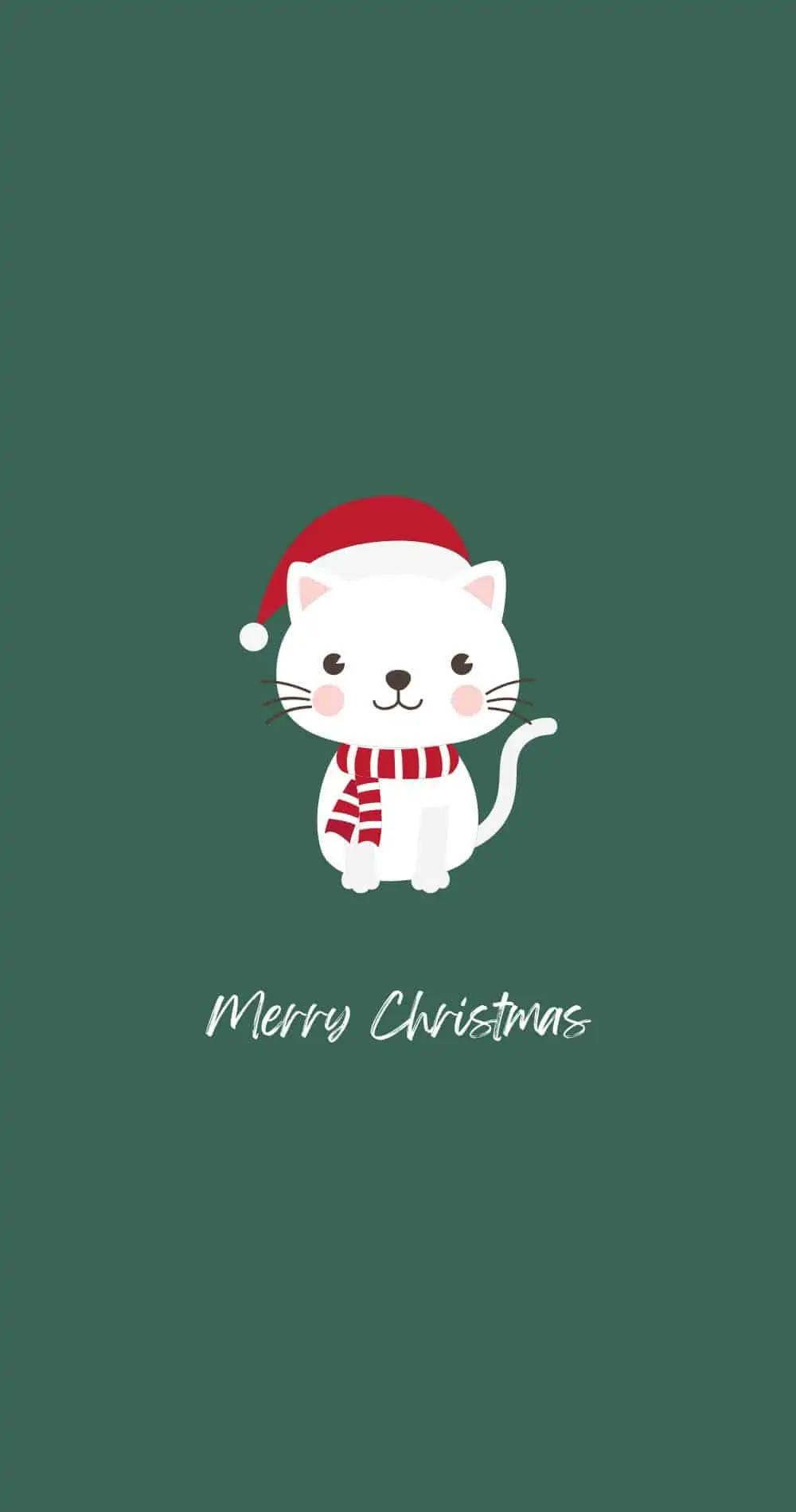 Green Cat Merry Christmas Iphone Wallpaper