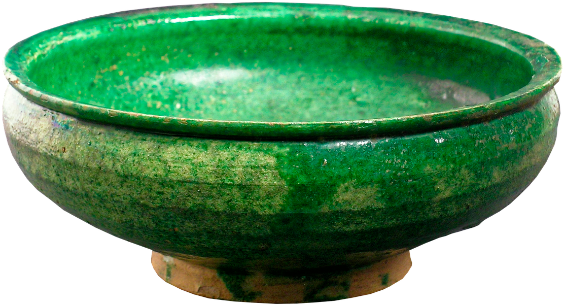 Green Ceramic Bowl Vintage PNG