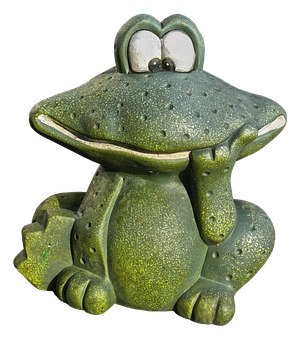 Green Ceramic Frog Figurine PNG