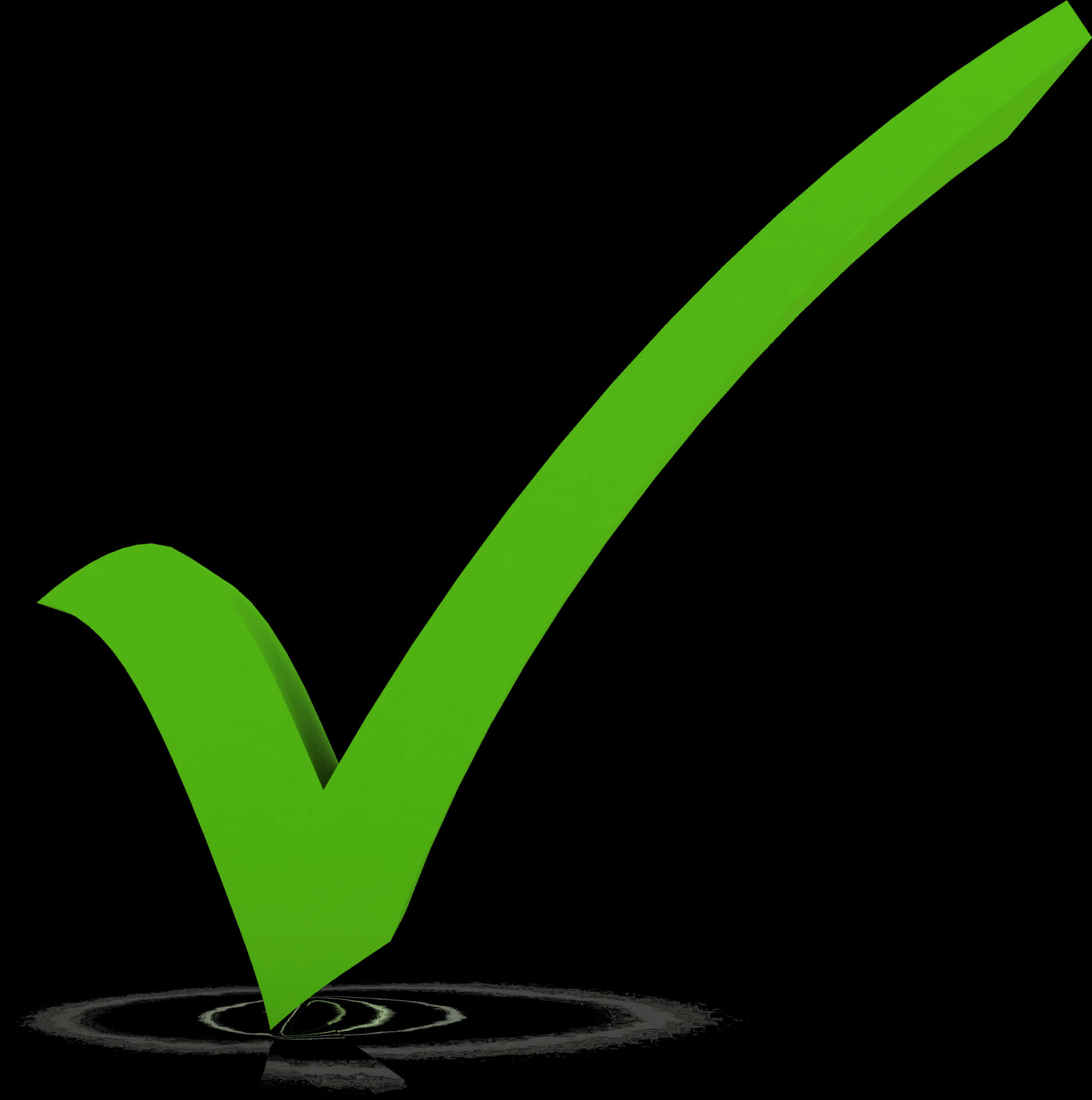 Green Check Mark Black Background PNG