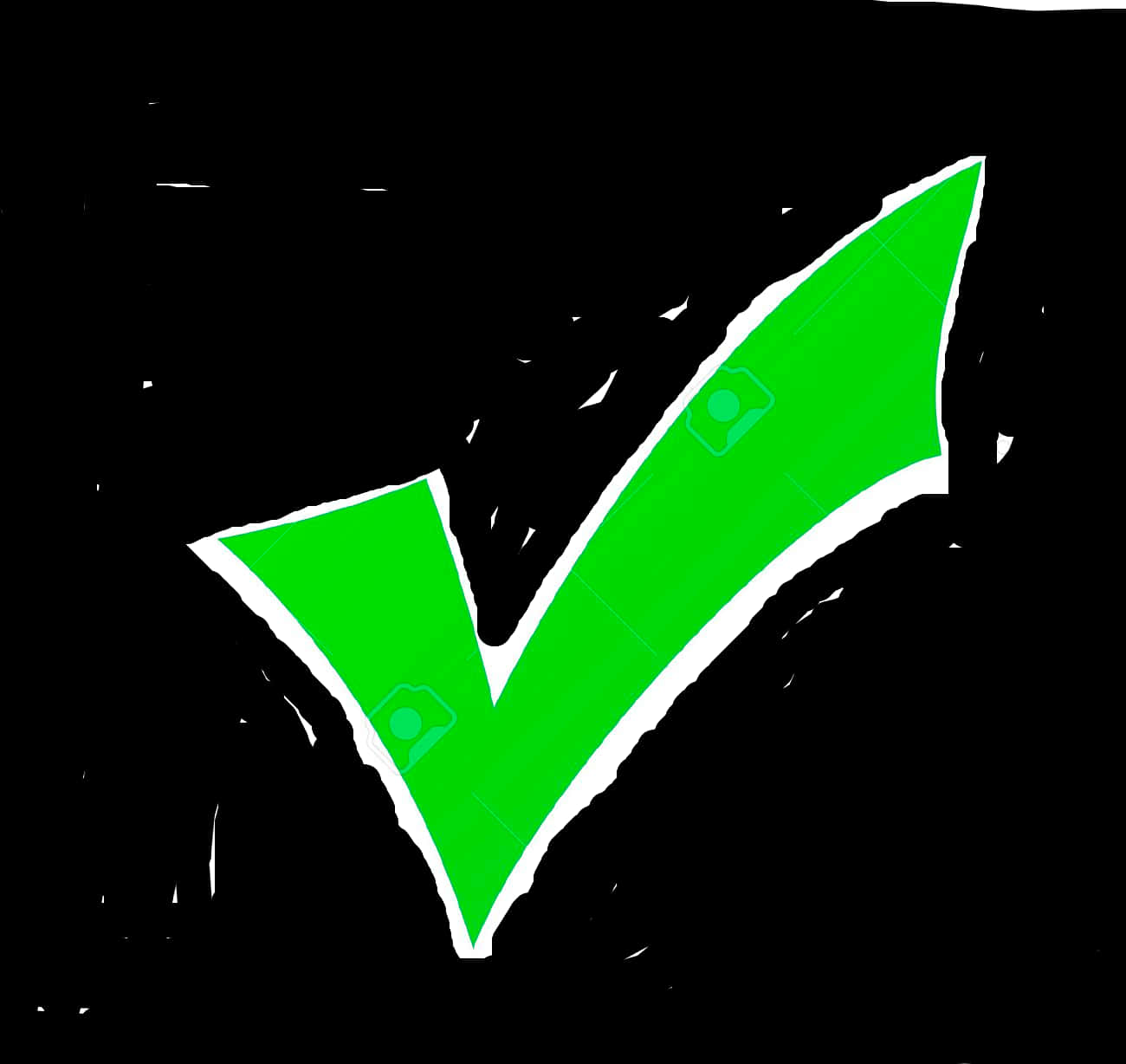 Green Check Markon Black Background PNG