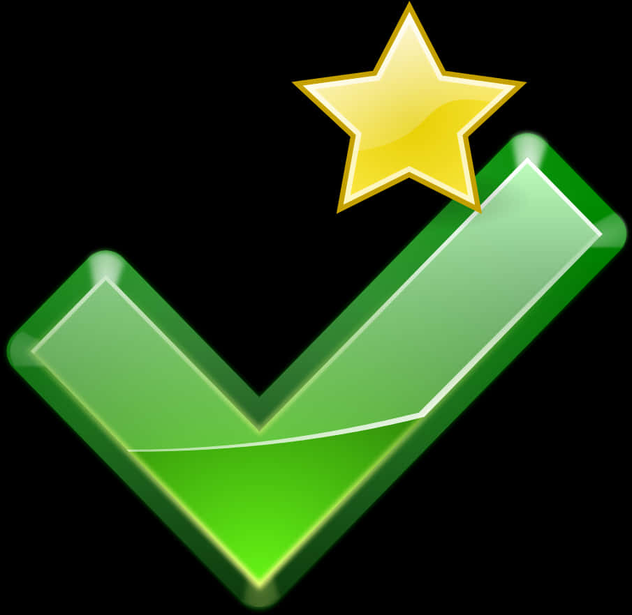 Green Checkmarkwith Gold Star PNG