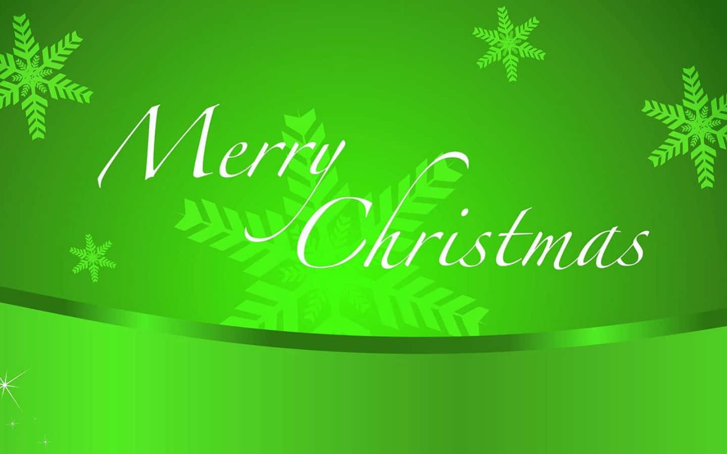 Merry Christmas Green Background With Snowflakes Wallpaper
