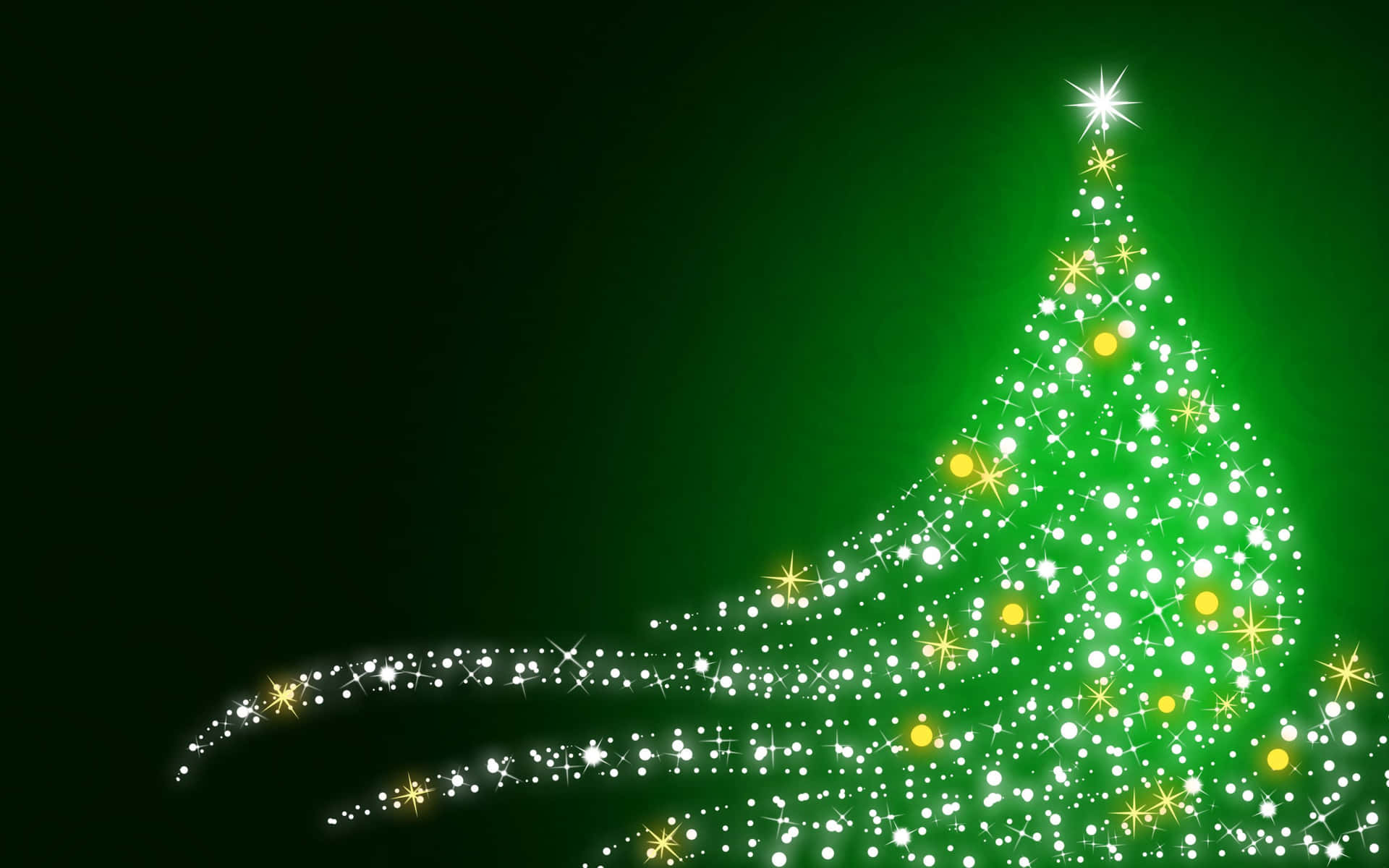 Green Christmas Tree Flowy Shining Sparkles Wallpaper