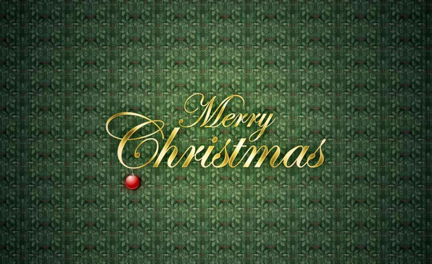 Merry Christmas Background With Gold Lettering