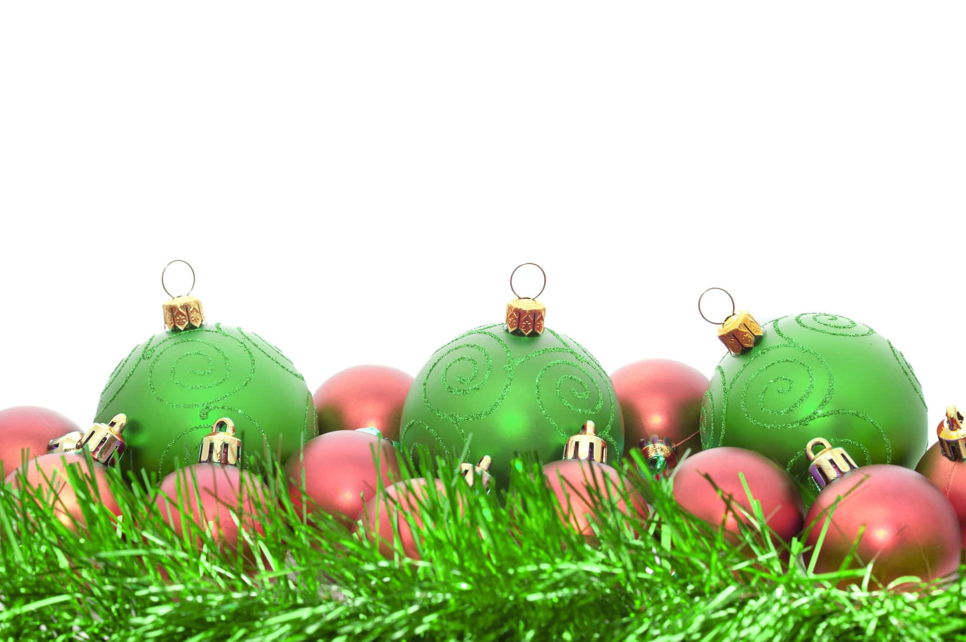 Christmas Ornaments On Green Grass Wallpaper