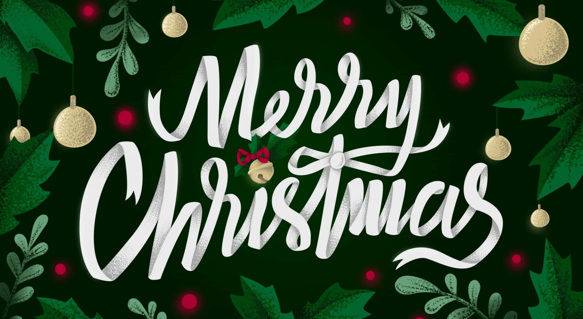 Merry Christmas With A Green Background Wallpaper