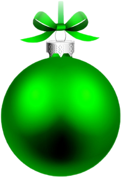 Green Christmas Ornamentwith Bow PNG