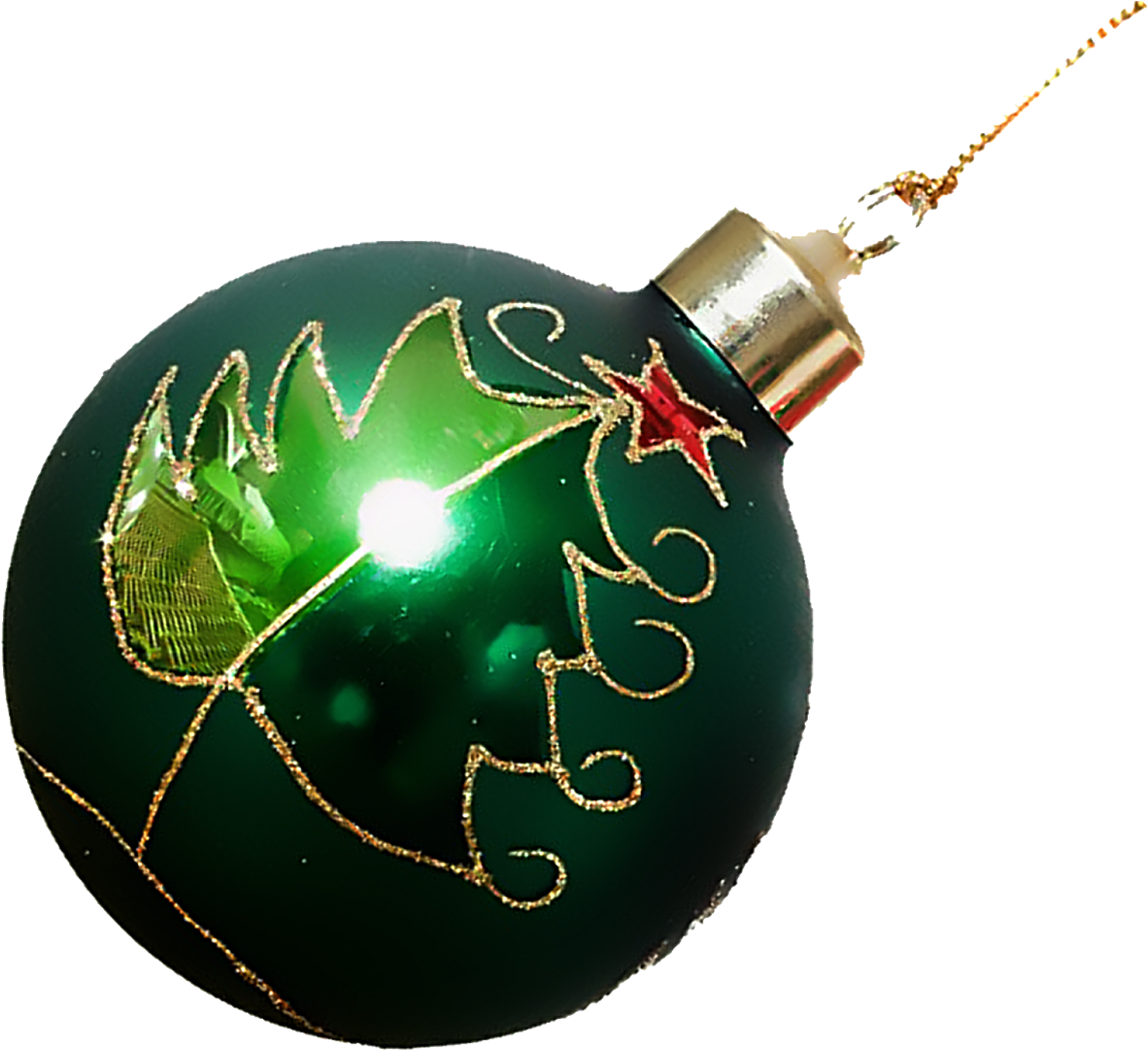 Green Christmas Ornamentwith Gold Decor PNG