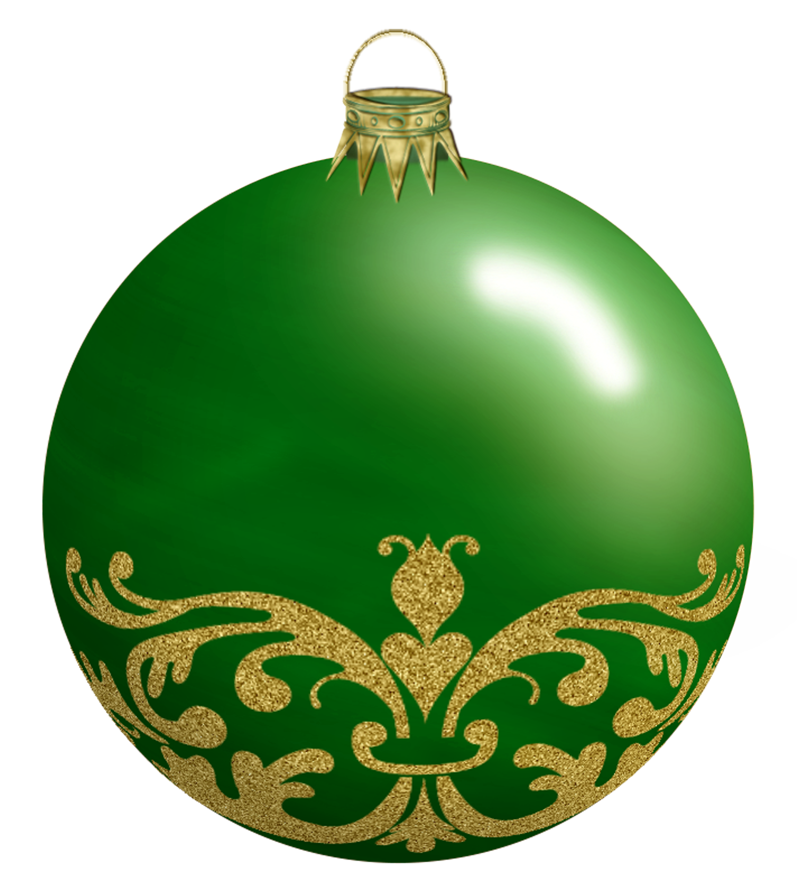 Green Christmas Ornamentwith Gold Design PNG