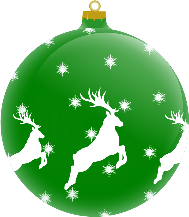 Green Christmas Ornamentwith Reindeer PNG
