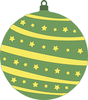 Green Christmas Ornamentwith Stars PNG