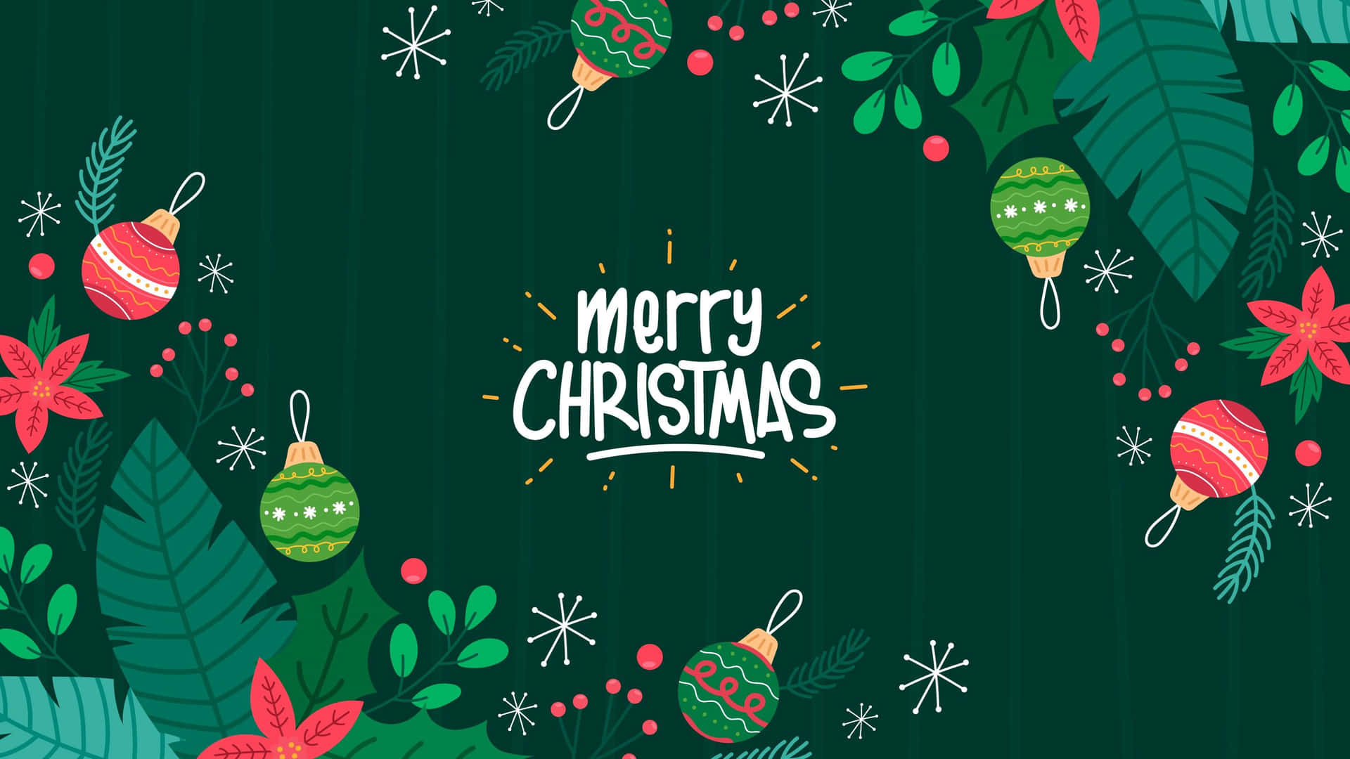 Green Merry Christmas Holiday Greeting Wallpaper