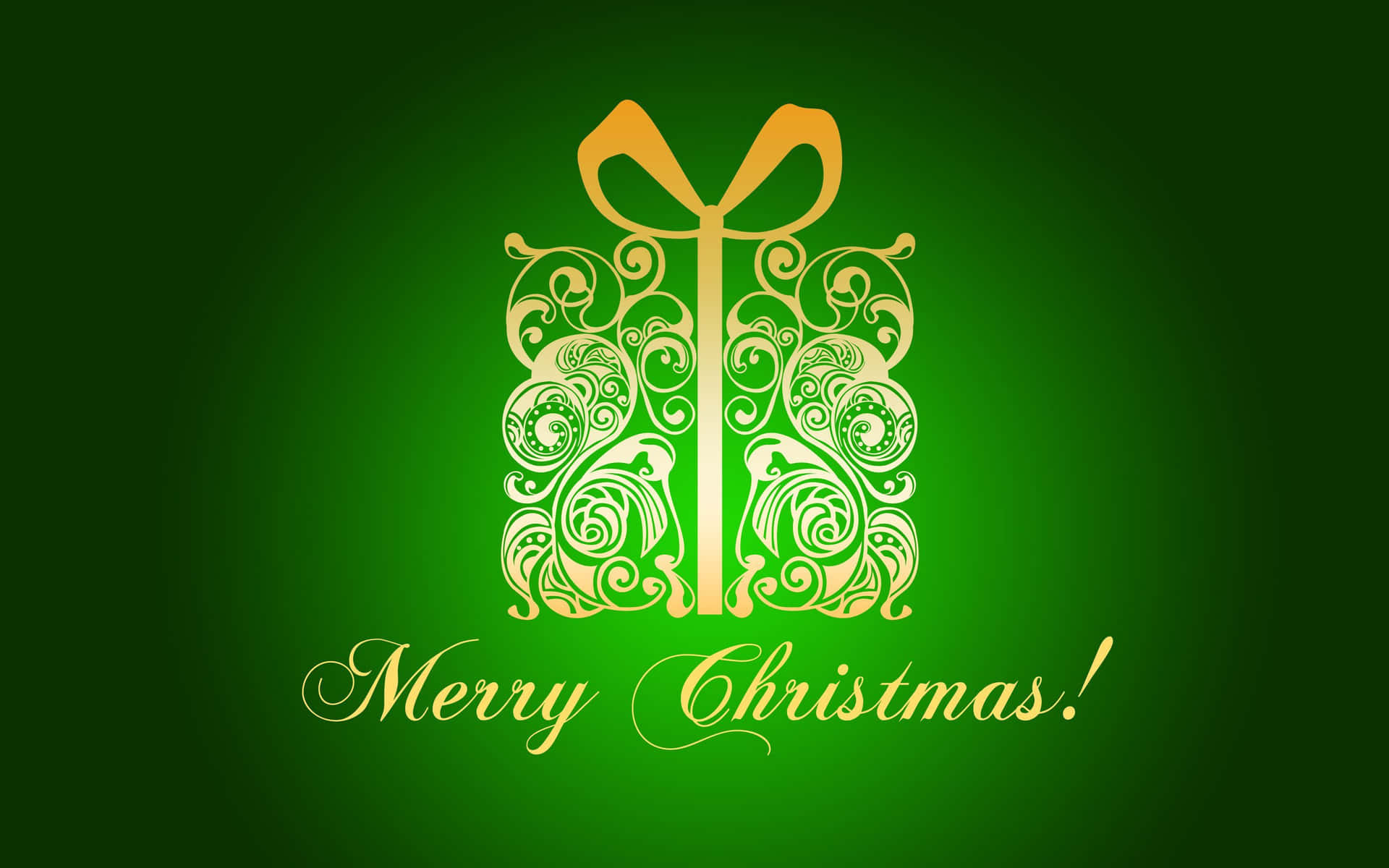 Esespiral Verde De Feliz Navidad Con Regalo. Fondo de pantalla