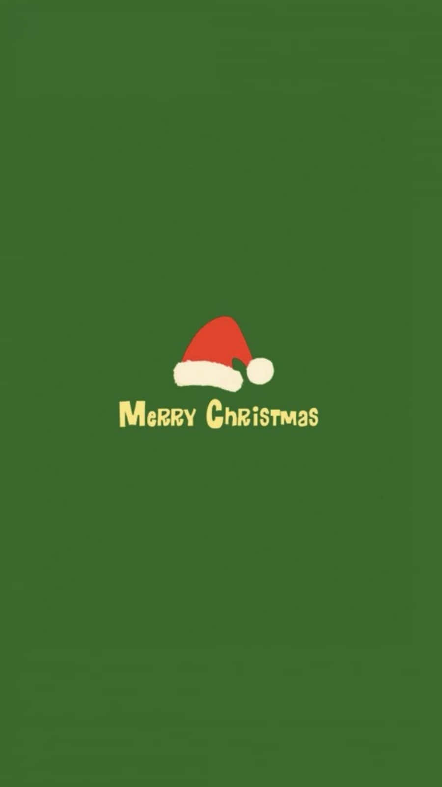 Minimalist Green Christmas And Santa Hat Wallpaper