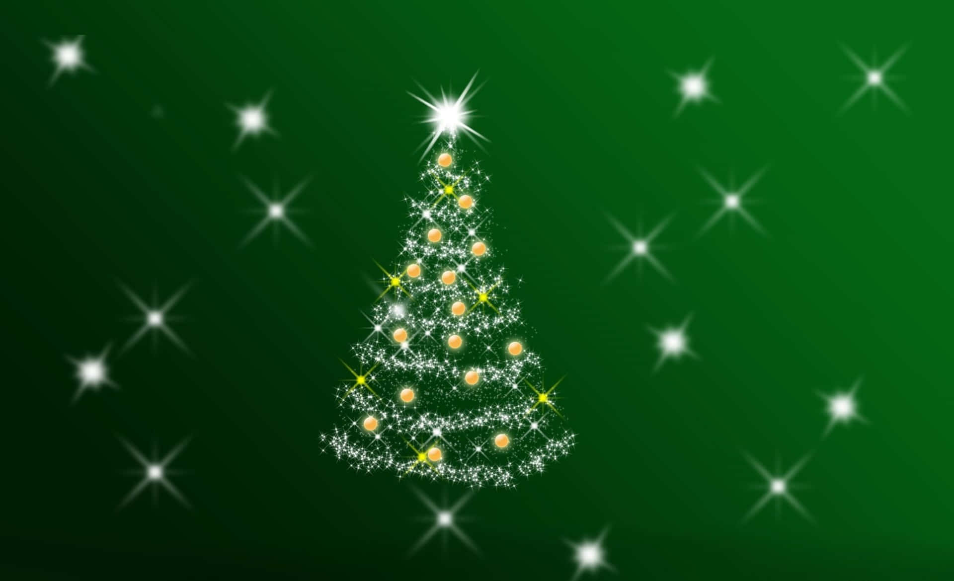 Einweihnachtsbaum Mit Sternen Auf Grünem Hintergrund Wallpaper