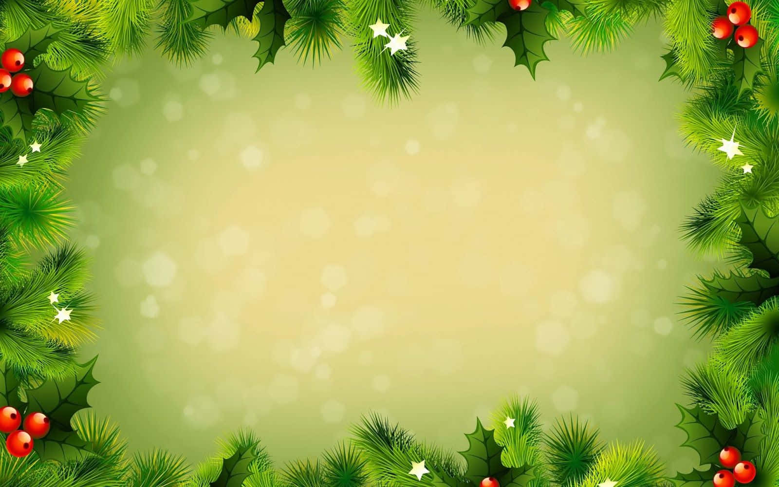 Green Christmas Tree Branch Border Wallpaper