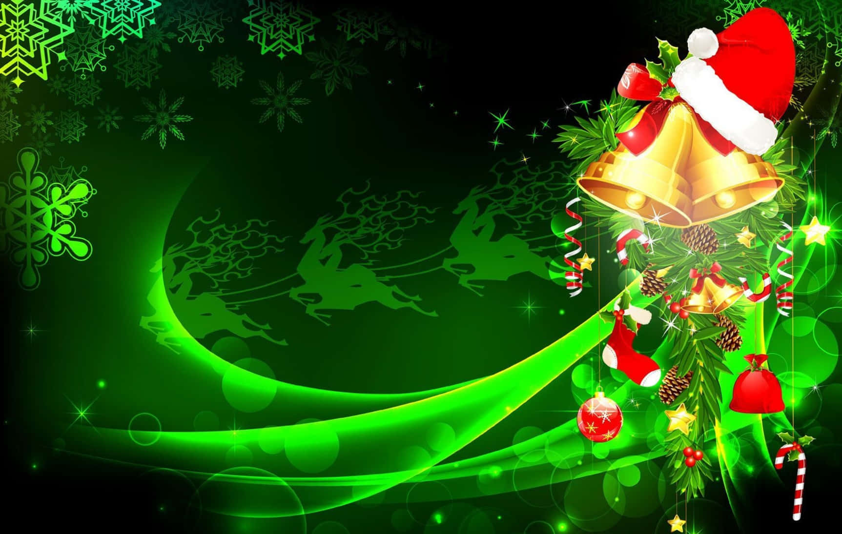 Christmas Wallpapers With Bells And Santa Claus Wallpaper