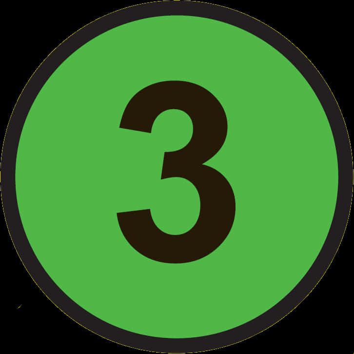 Green Circle Number3 PNG