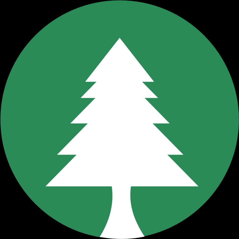 Green Circle White Tree Icon PNG