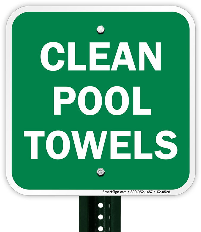 Green Clean Pool Towels Sign PNG