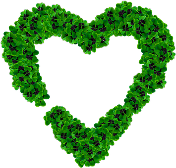 Green Clover Heart Shape PNG