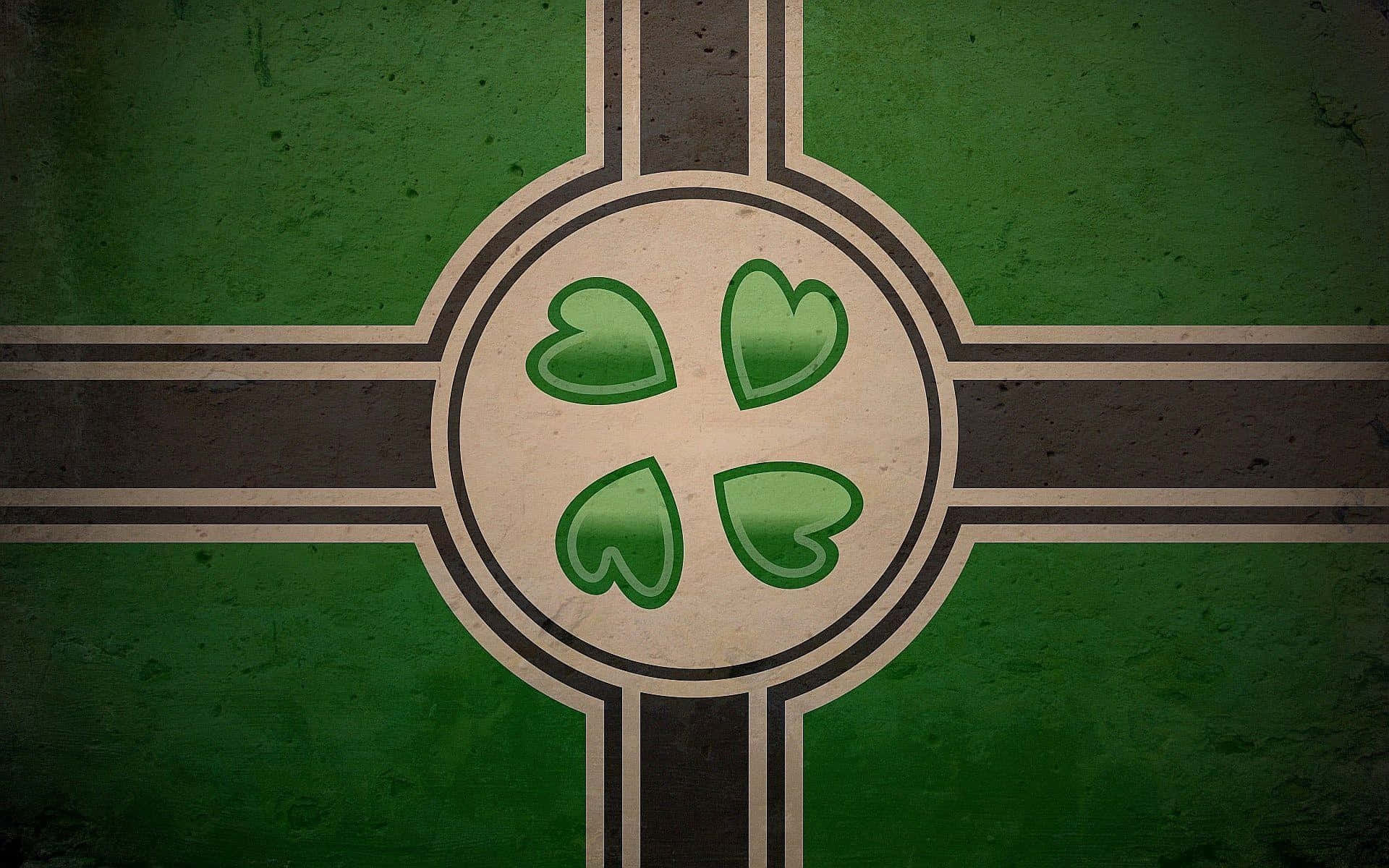 Green_ Clover_on_ Flag_ Background Wallpaper
