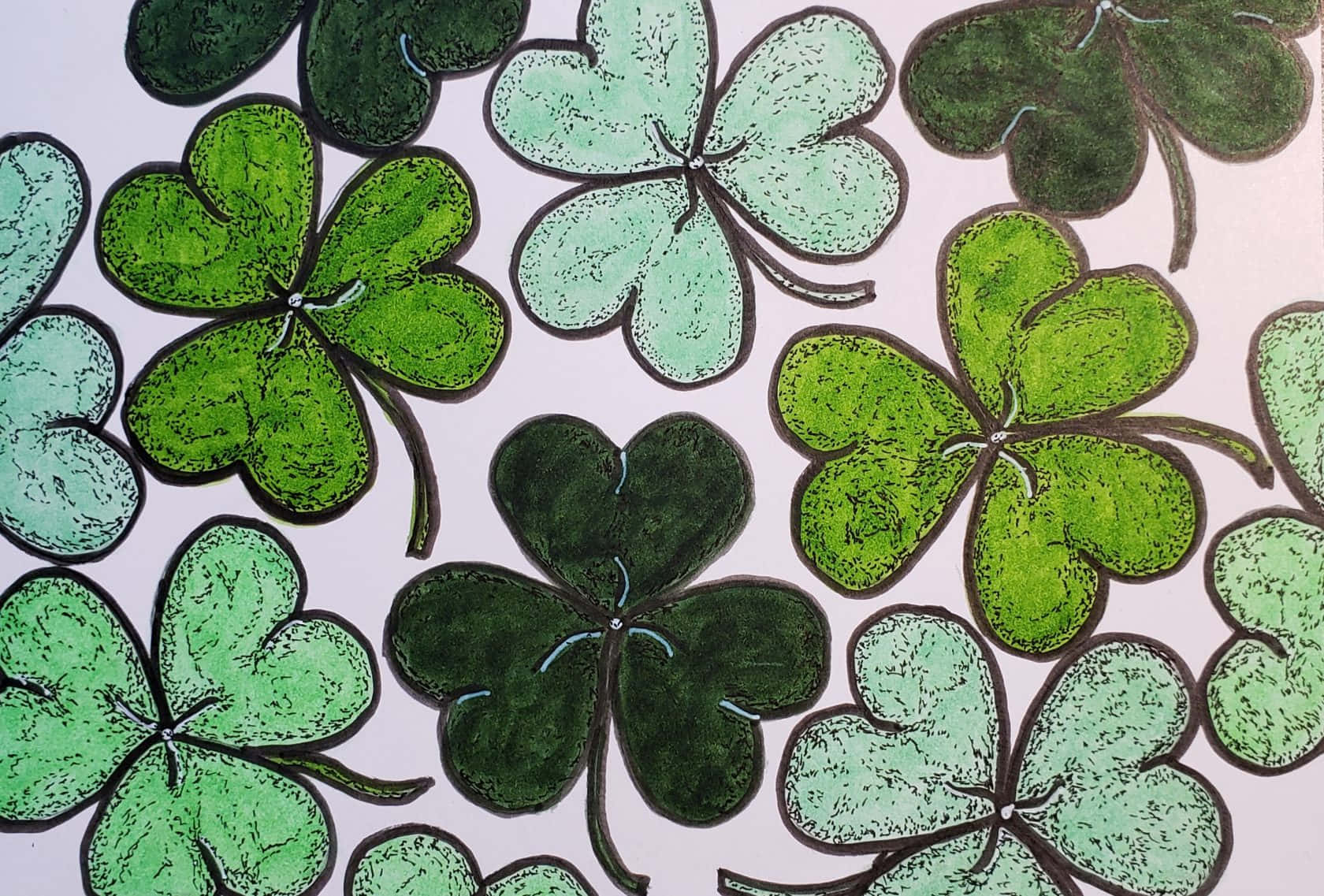 Green Clover Pattern Artwork Wallpaper