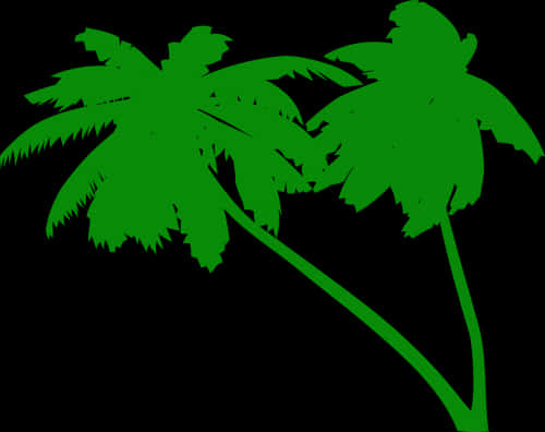 Green Coconut Trees Silhouette PNG