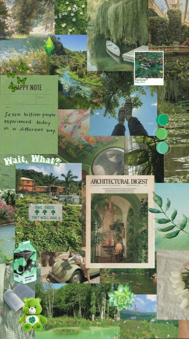 Green Collage Aesthetic Wallpaper Wallpaper