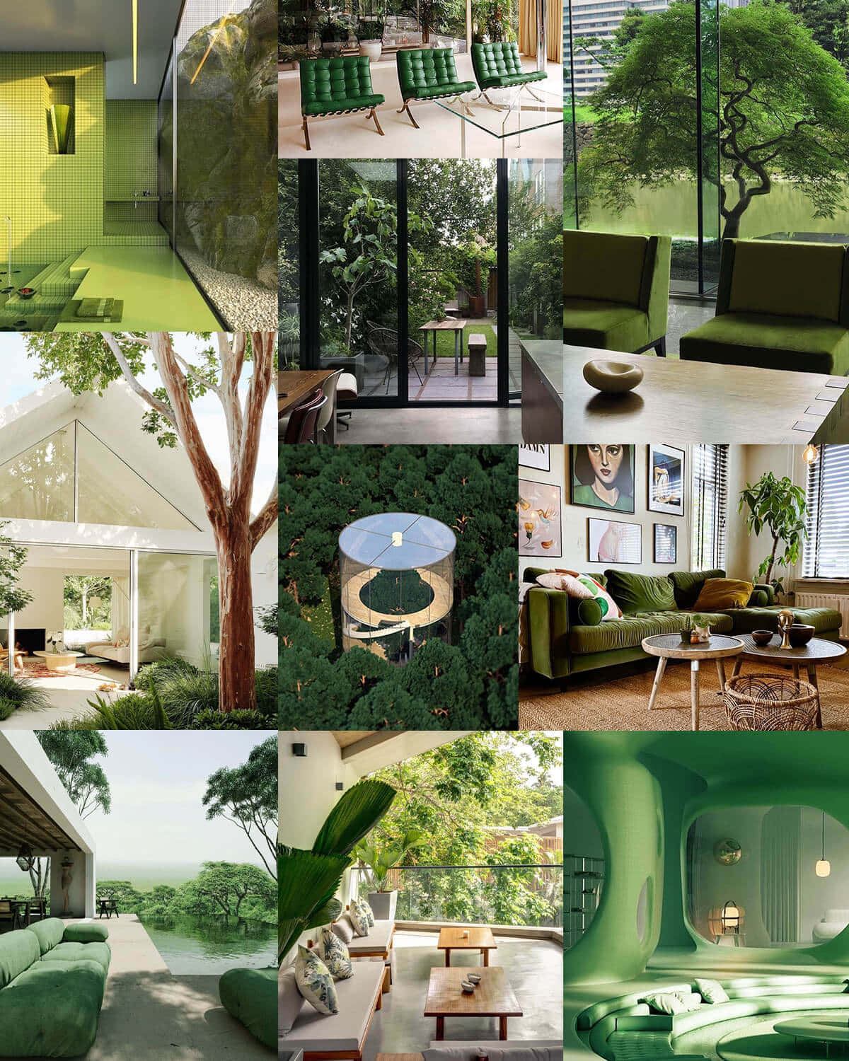 Green Collage Indoor Views Wallpaper