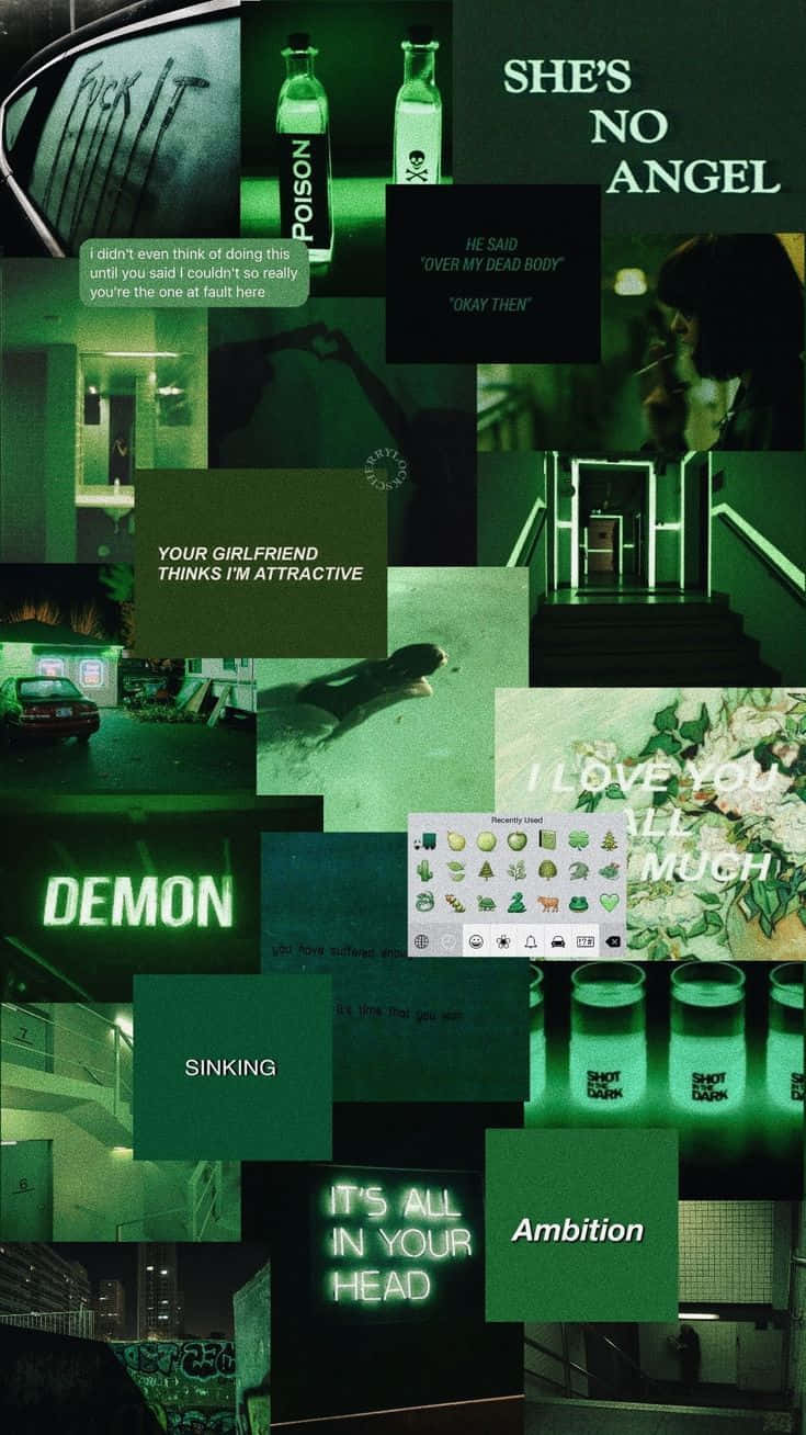 Grøn Collage Dæmon Hun er ingen engel Ambition Tema Wallpaper