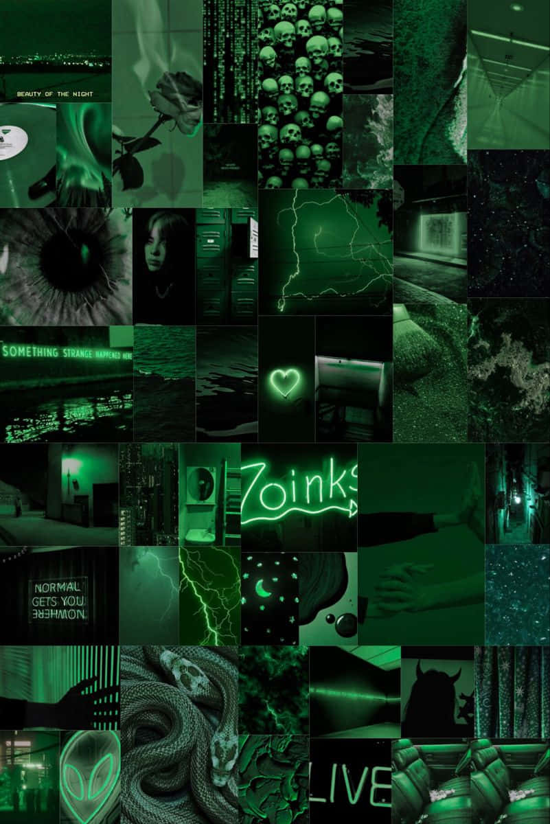 Collage Verde Papel de Parede