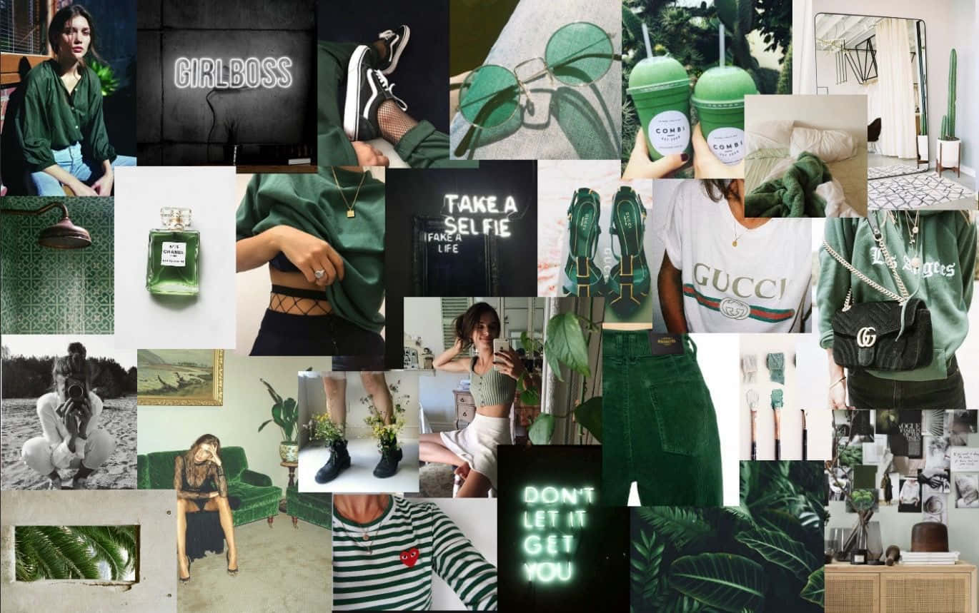 Green Collage Outfits Wallpaper