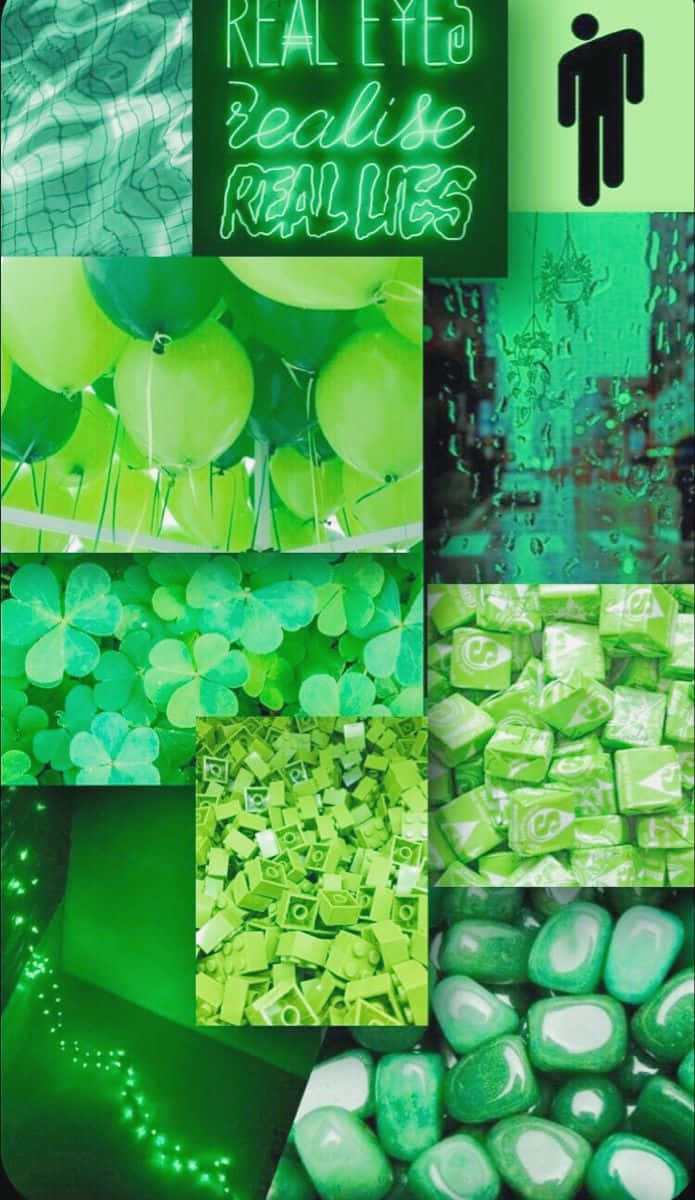 Grøn Collage - En visuel repræsentation af naturlig skønhed. Wallpaper