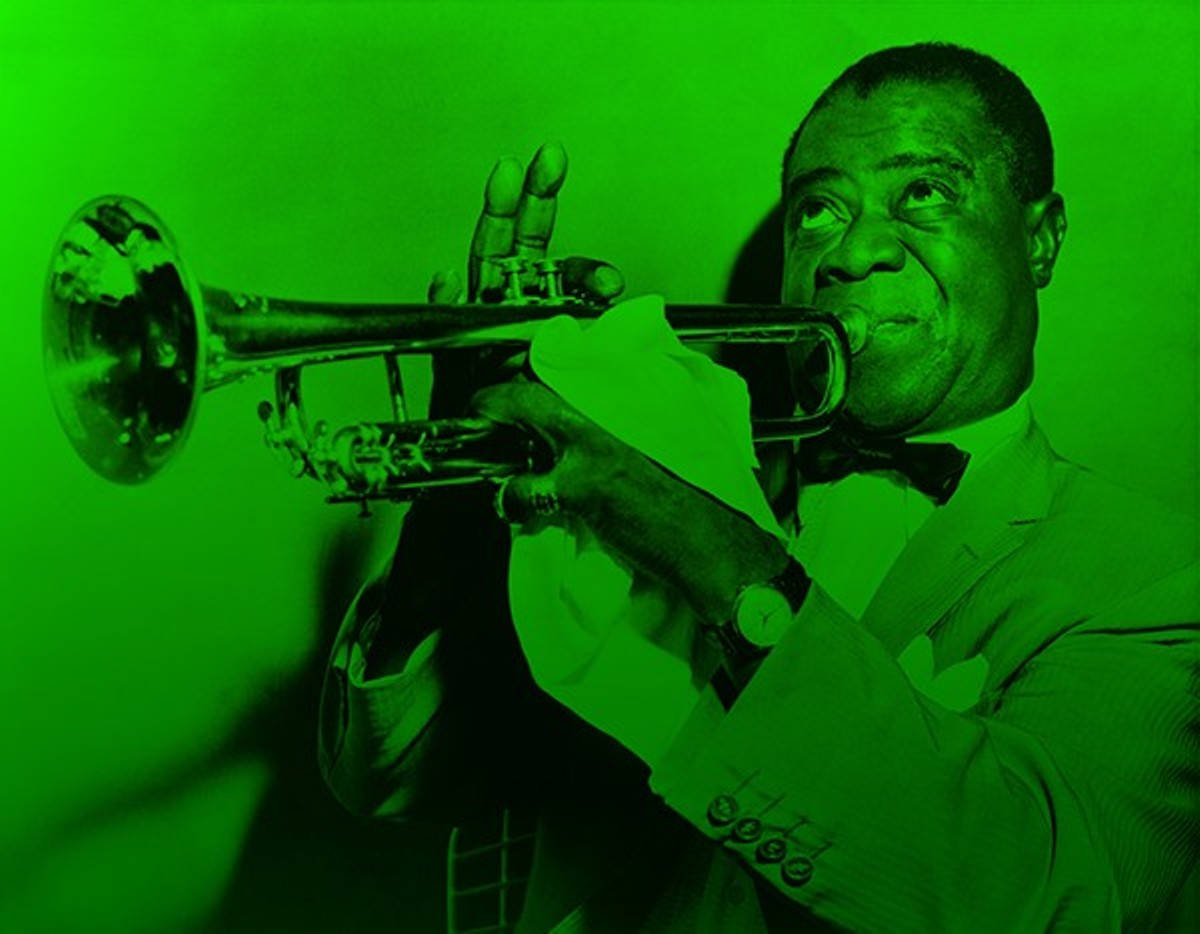 Green-colored Photo Louis Armstrong Wallpaper