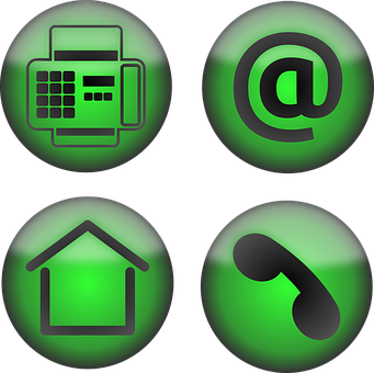 Green Communication Icons Set PNG