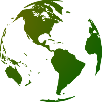 Green Continent Globe Graphic PNG
