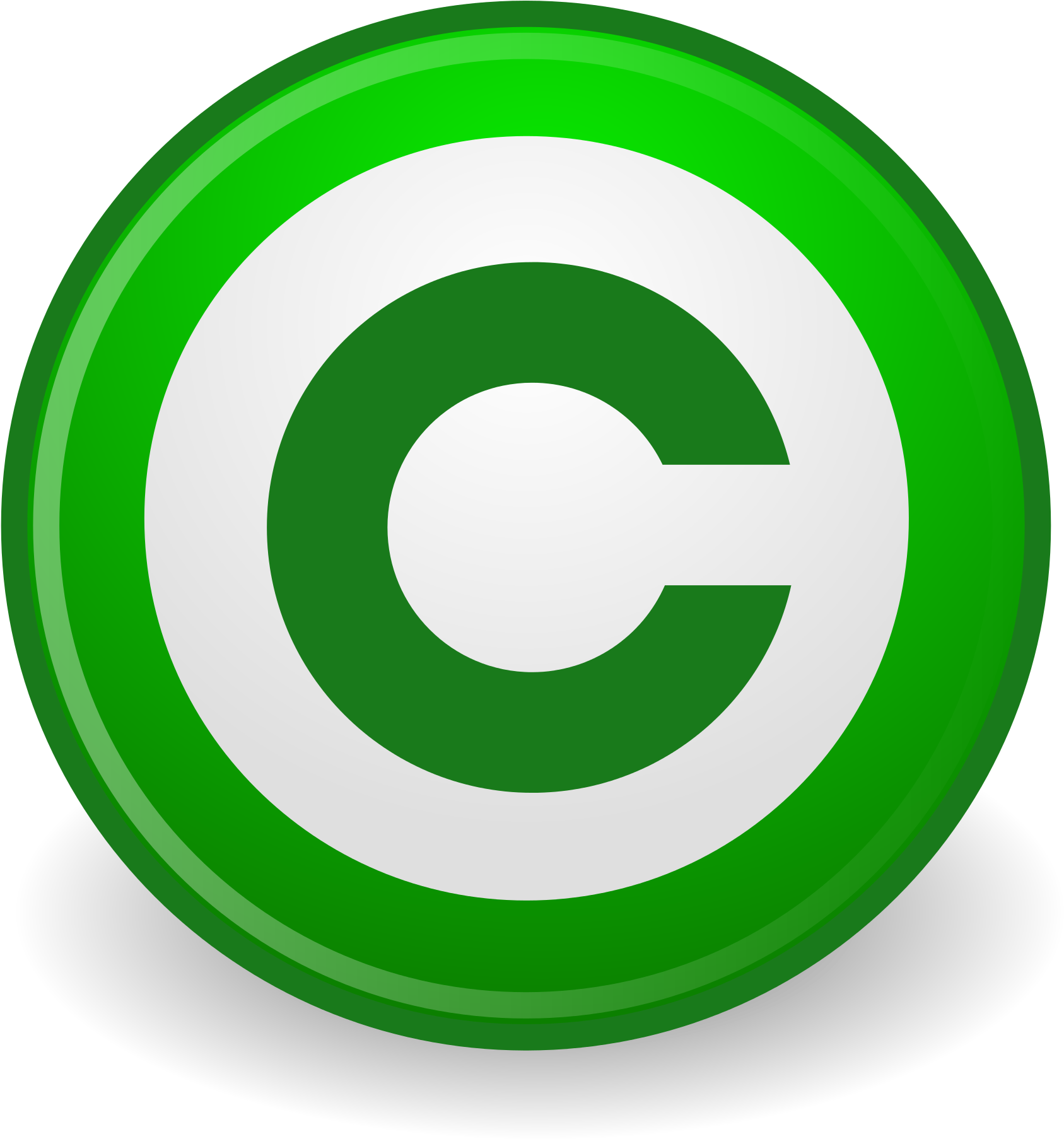 Green Copyright Symbol Button PNG