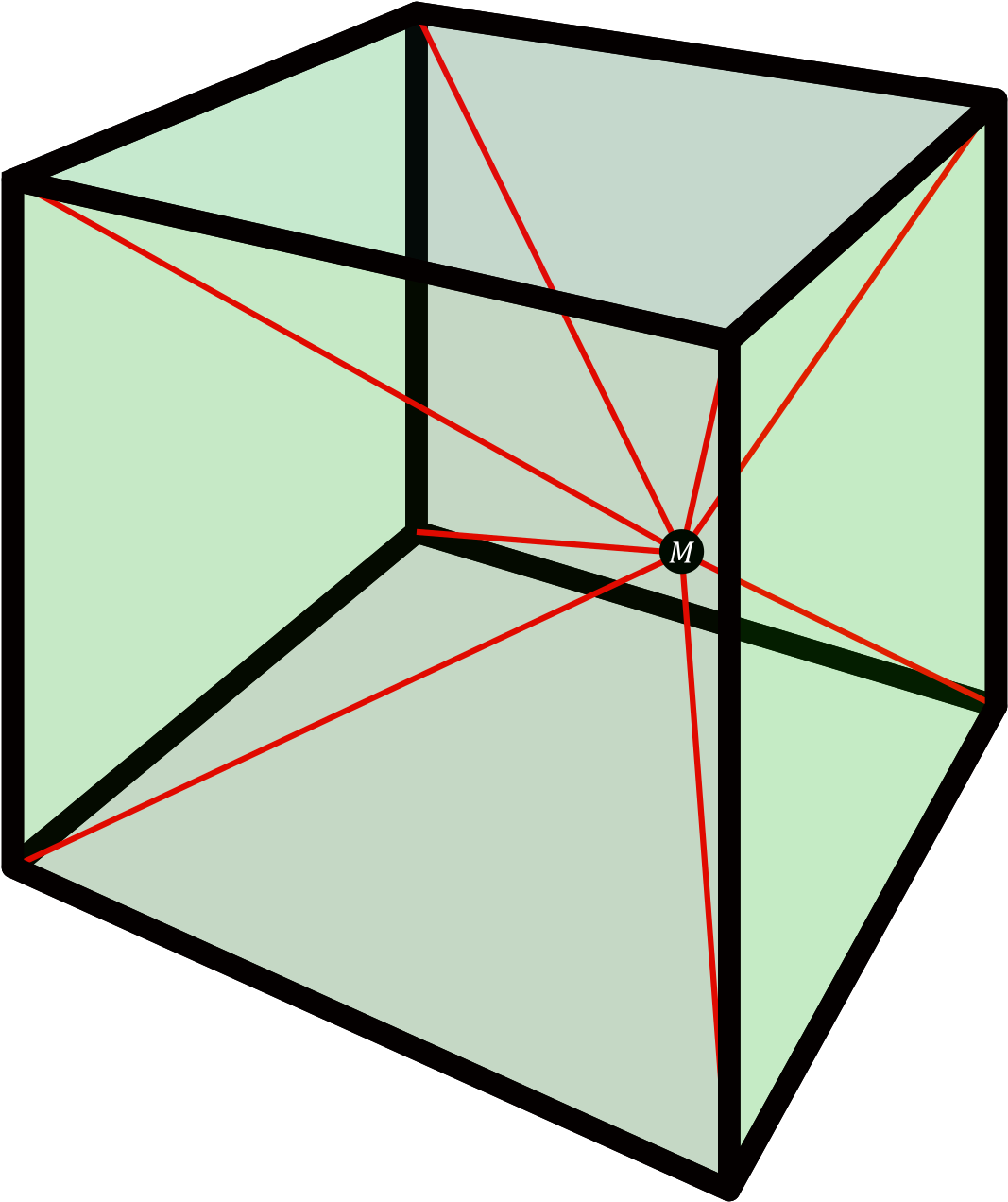 Green Cube Diagonals Illustration PNG