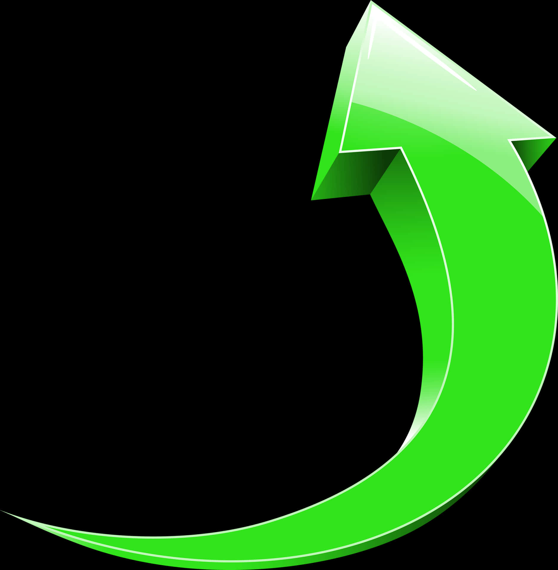 Green Curved Arrow PNG