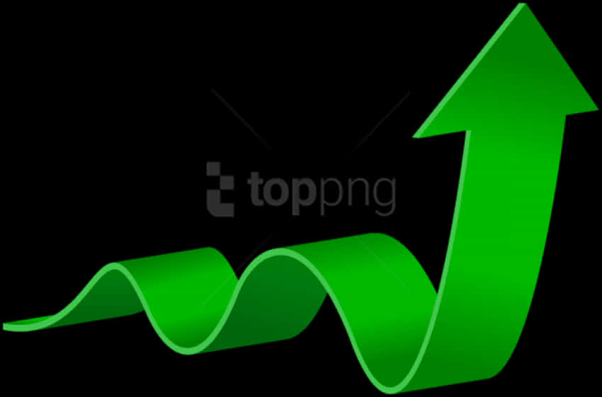 Green Curved Arrow Rising Upward PNG