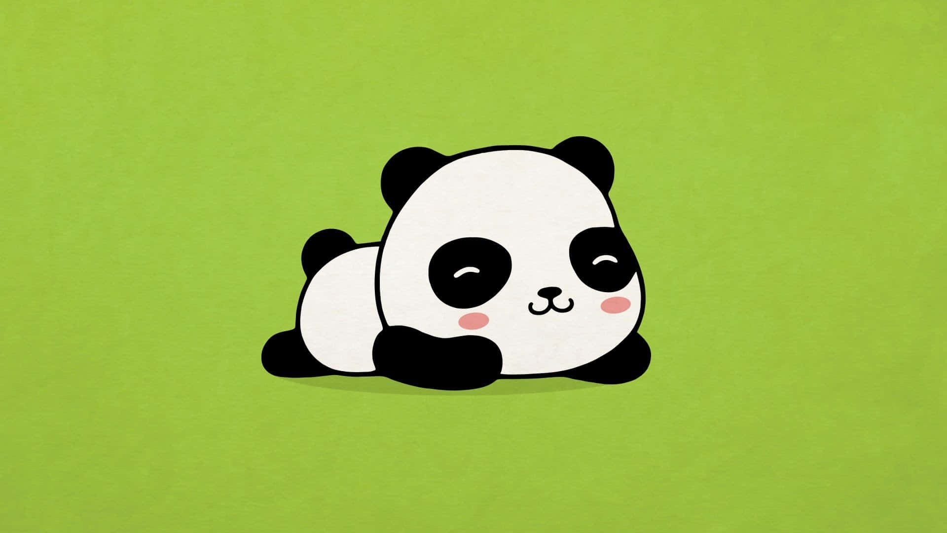 Green Cute Cartoon Panda Wallpaper