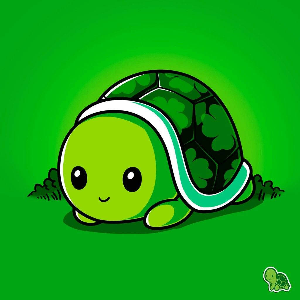 Green Cute Turtle Wallpaper