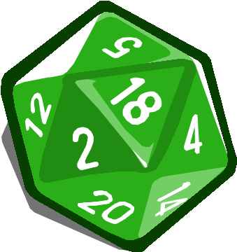 Green D20 Dice Illustration PNG