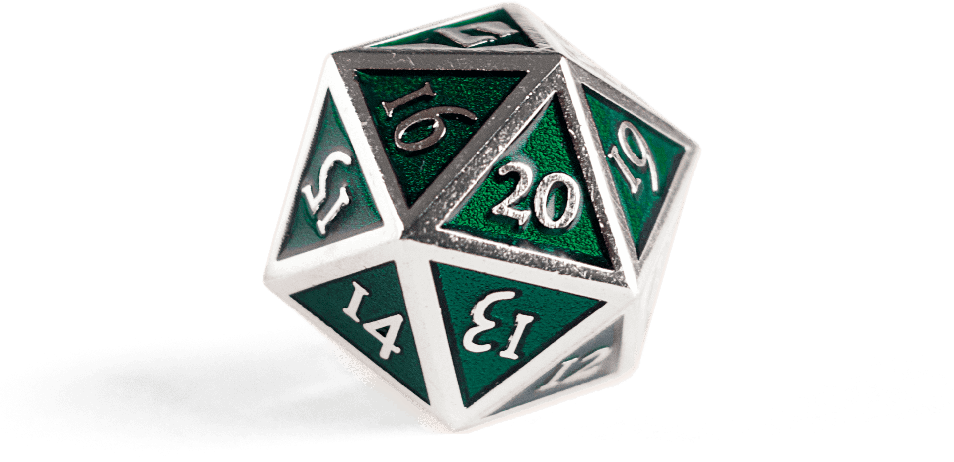 Green D20 Dice Shadow PNG