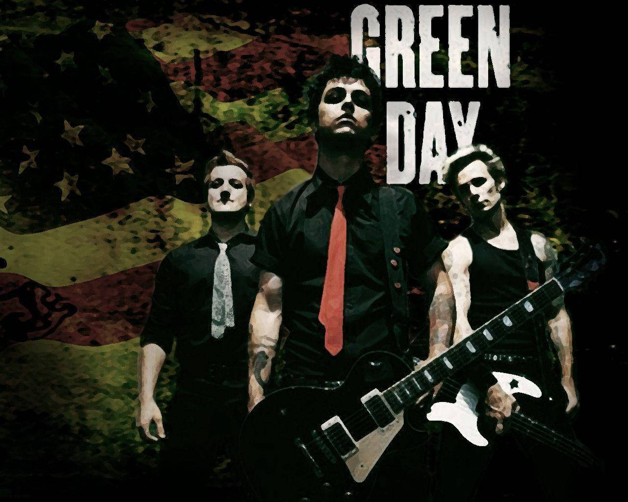 Green Day Amerikanske Flag Wallpaper