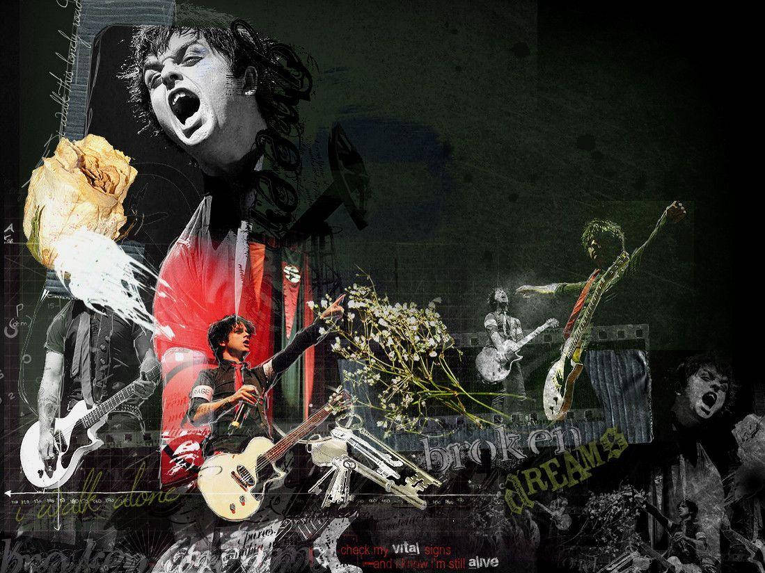 Green Day Billie Joe Fanart Collage Wallpaper