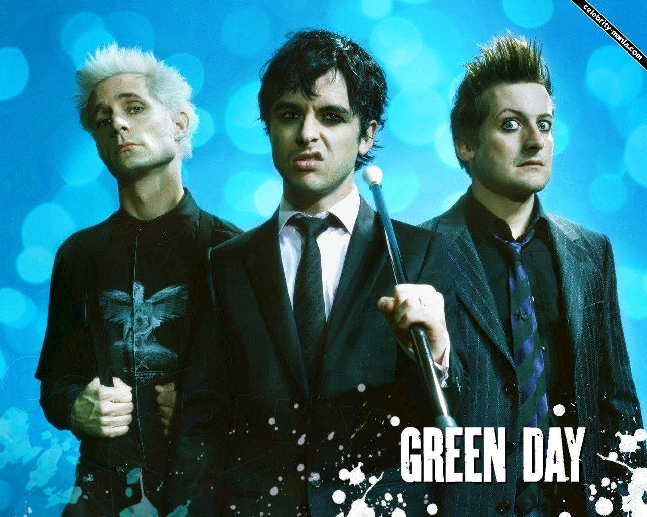 Green Day Bokeh Blå Baggrund Wallpaper