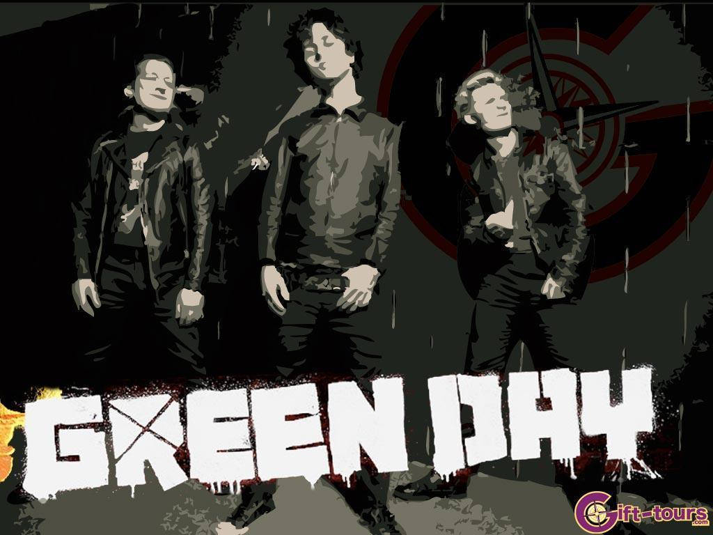 Green Day Members Vector Art Wallpaper